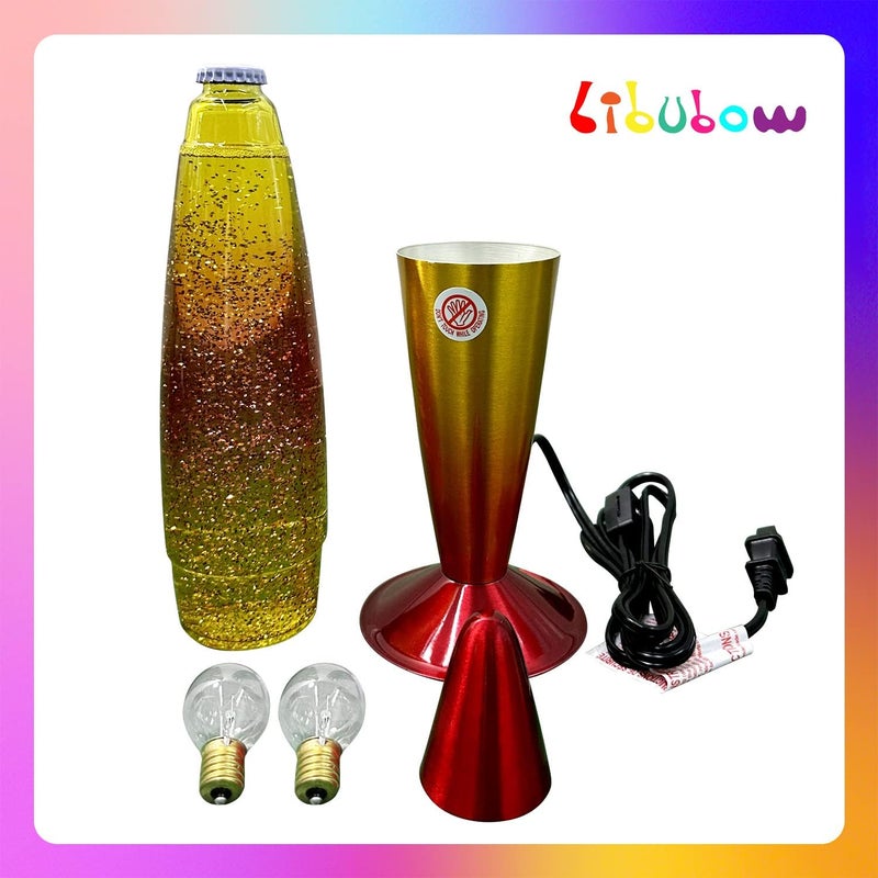 Libubow Store 16 Inch Rainbow Glitter Lamp with 2 Bulbs, Sunset Lamp Sunrise Lamp, Night Light Mood Lighting for Adults, Home Room Office Decor, Great Present for Women Kids Birthday Anniversary,Yellow Orange Red - Image 2
